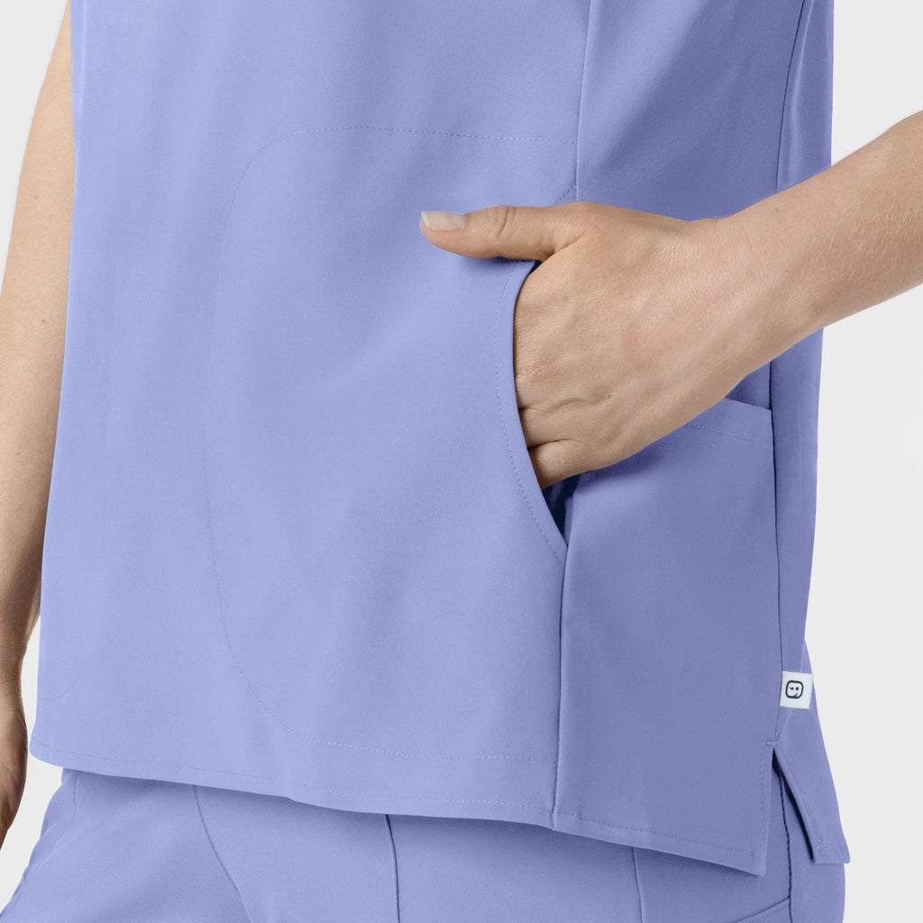 RENEW 6734 Mandarin Collar Scrub Top Ceil Blue