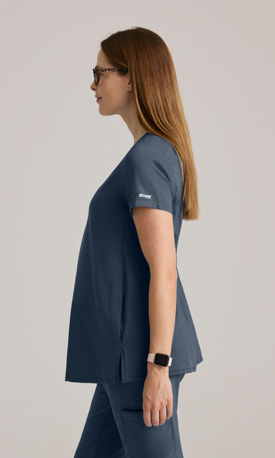 Grey's Anatomy Evolve GSST262 Promise Maternity Scrub Top Steel