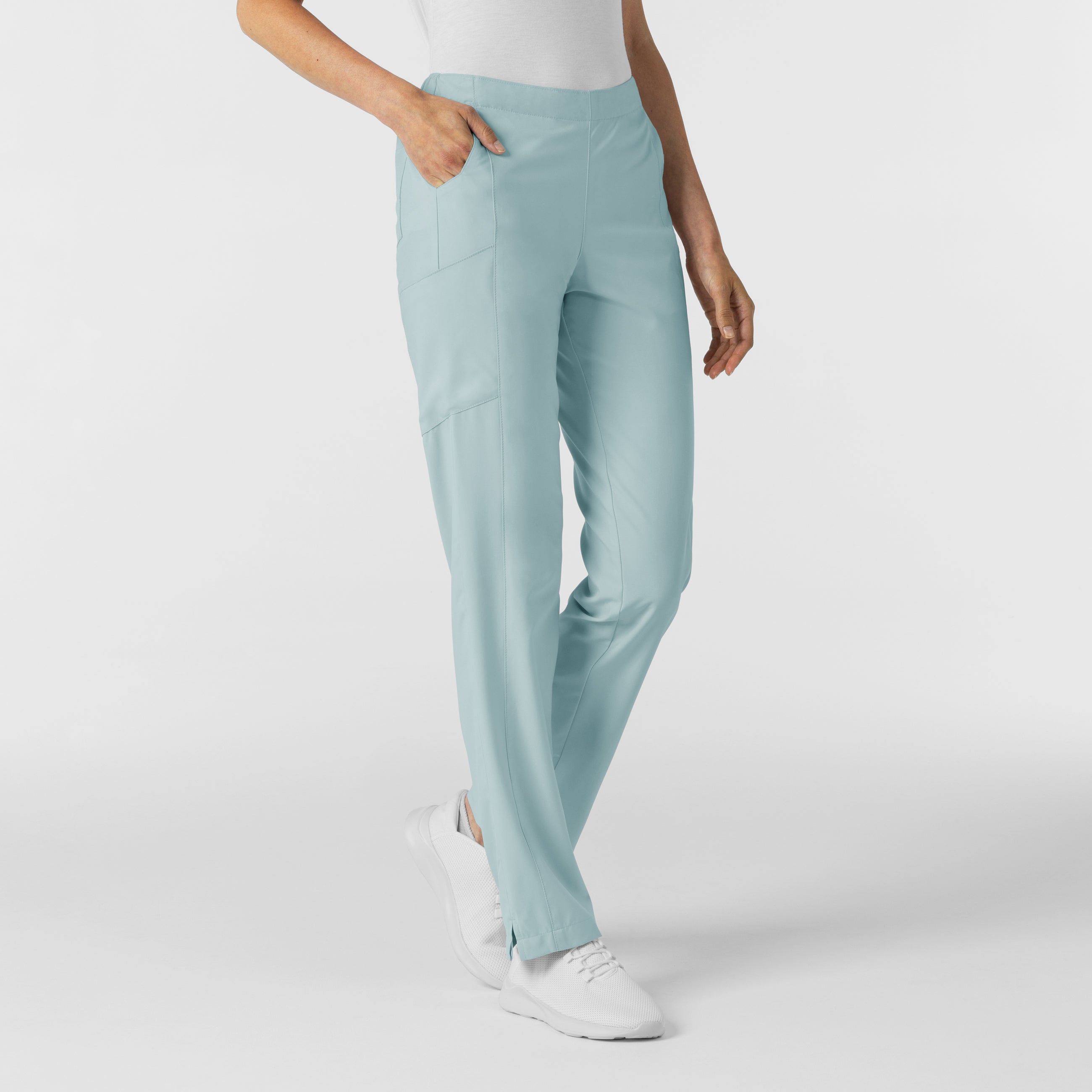 W123 5155 Flat Front Cargo Scrub Pants Sky Blue