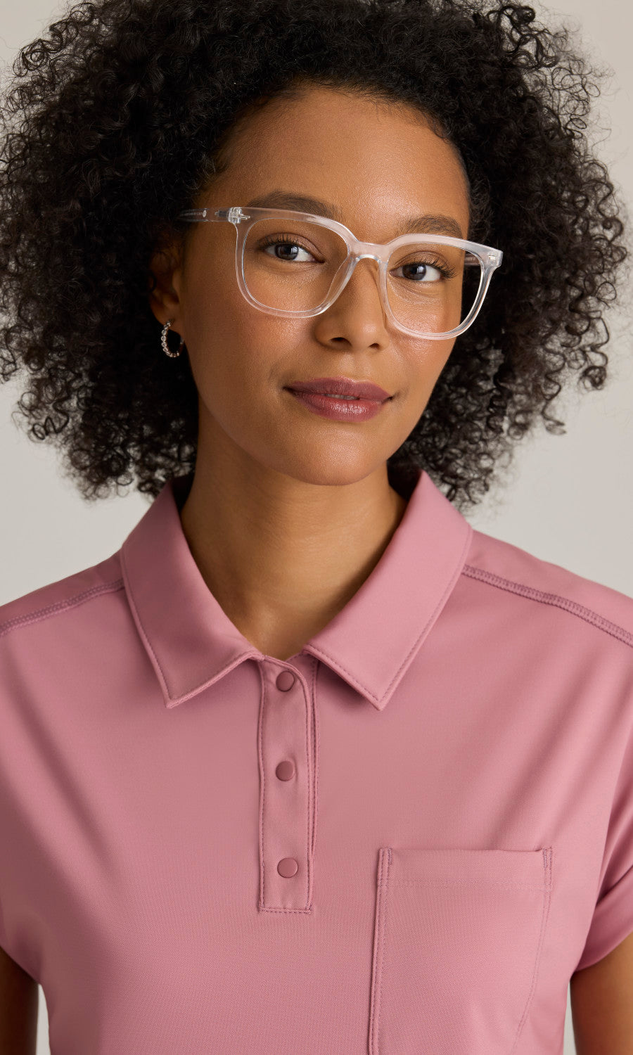 Grey's Anatomy Knits GRST254 Renew Knit Scrub Top Canyon Pink