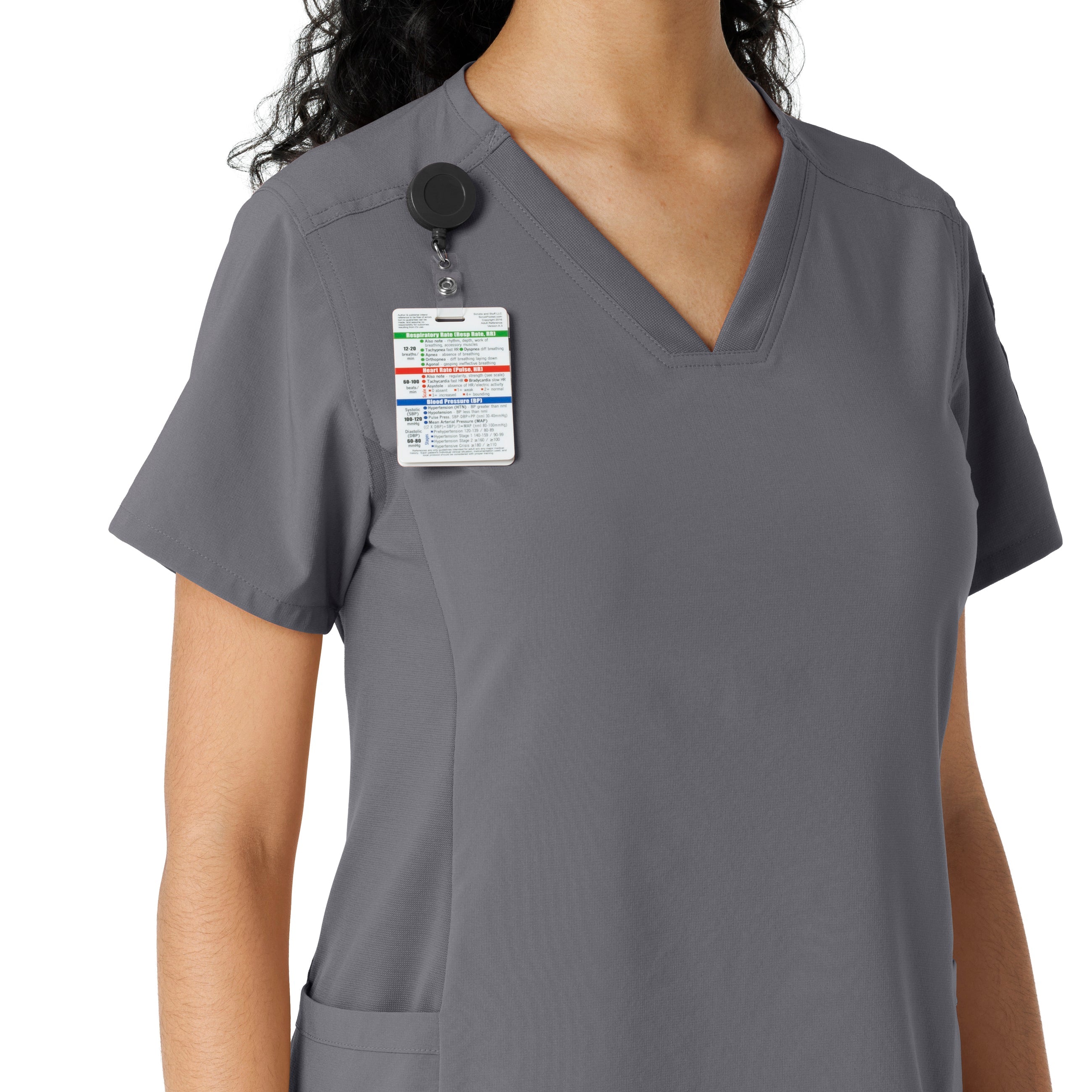 Force Cross-Flex C13310 Knit Panel Scrub Top Pewter