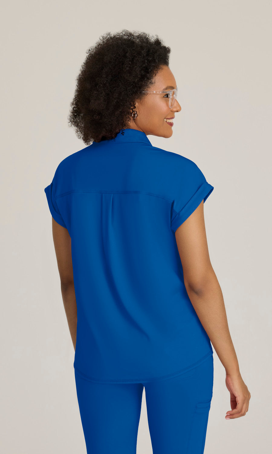 Grey's Anatomy Knits GRST254 Renew Knit Scrub Top New Royal