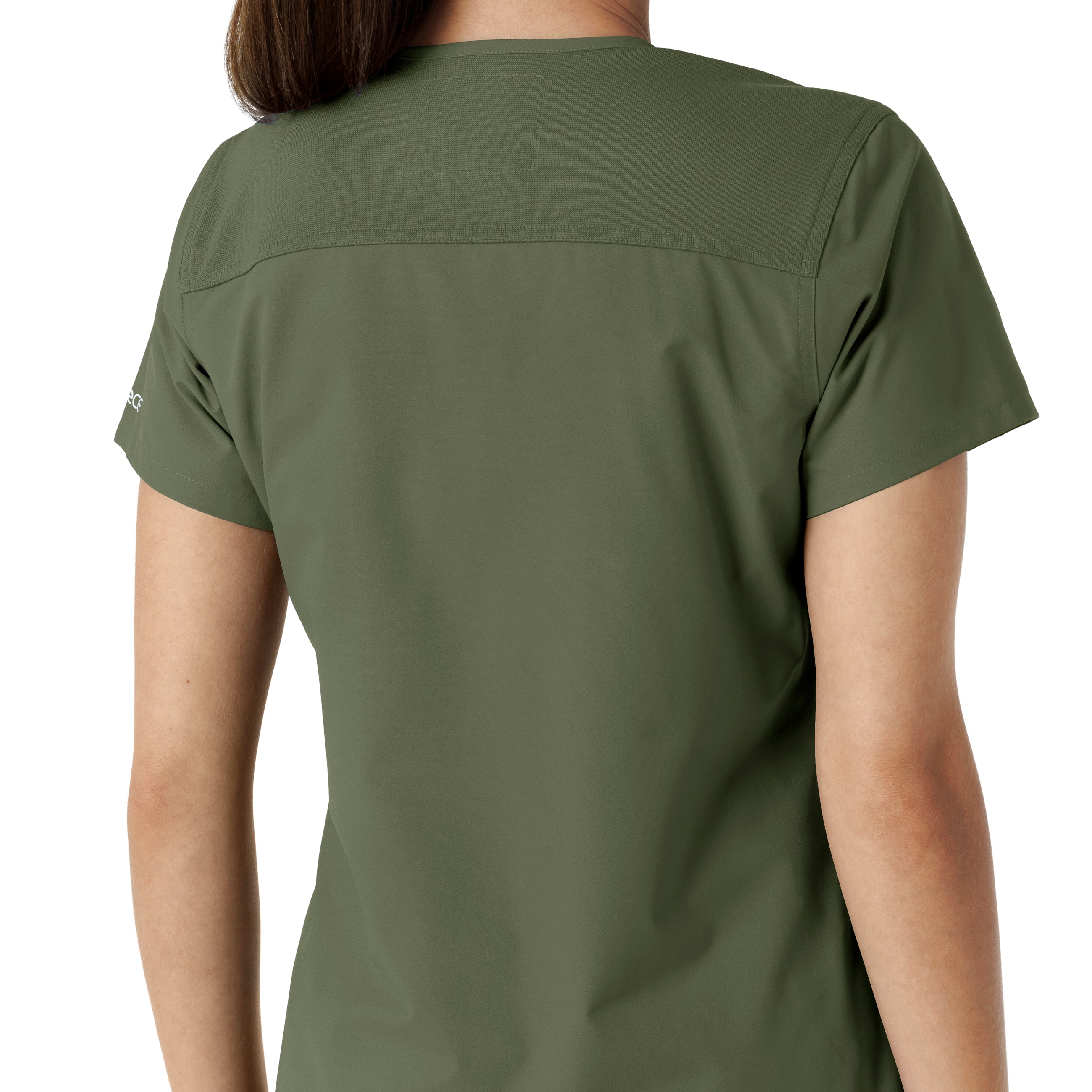 Force Essentials C12313 V-Neck Knit Panel Scrub Top Olive