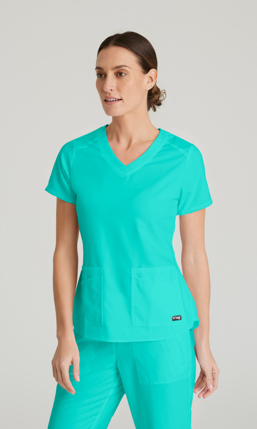 Grey's Anatomy Stretch GRST011 Emma Scrub Top Alpine Aqua