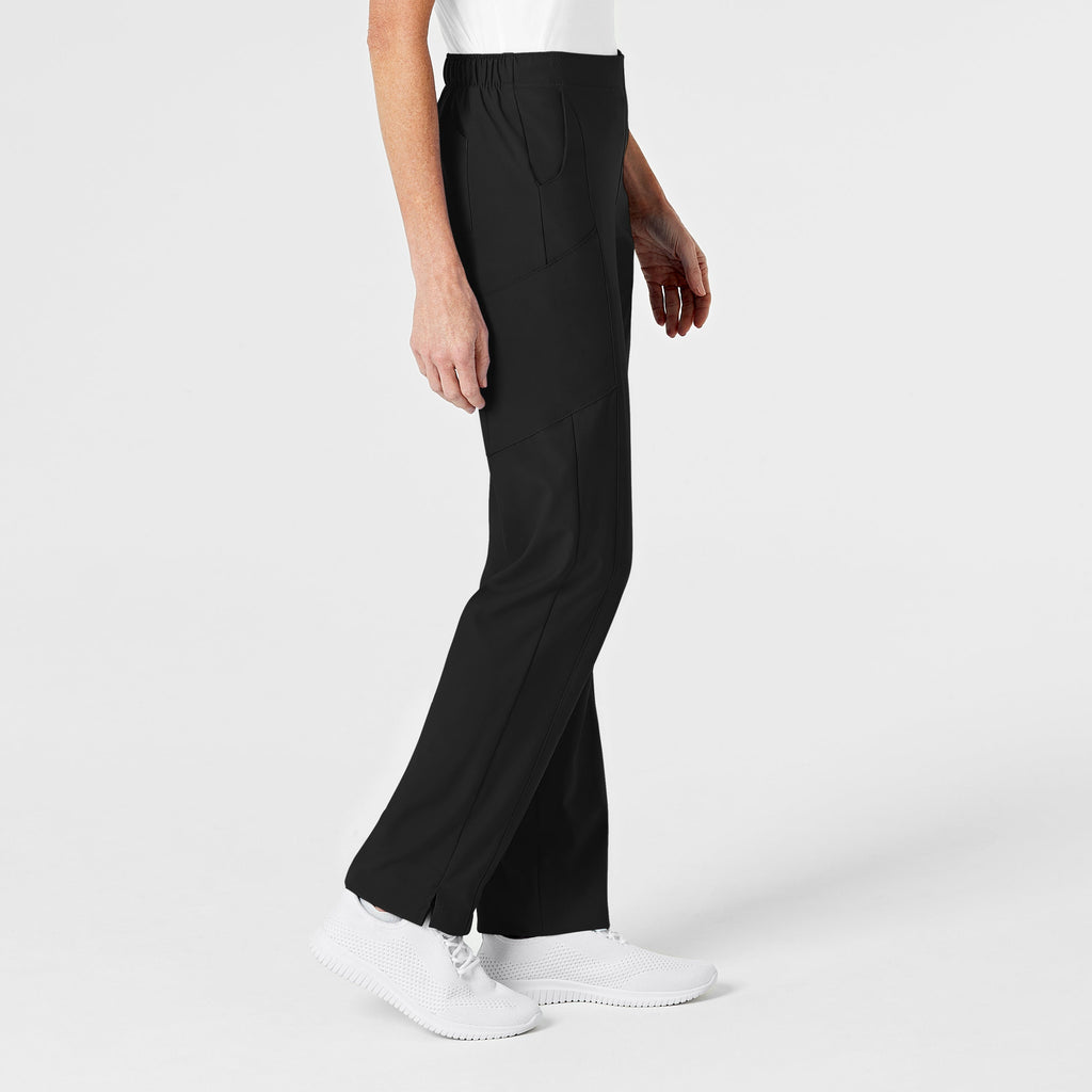 W123 5155 Flat Front Cargo Scrub Pants Black