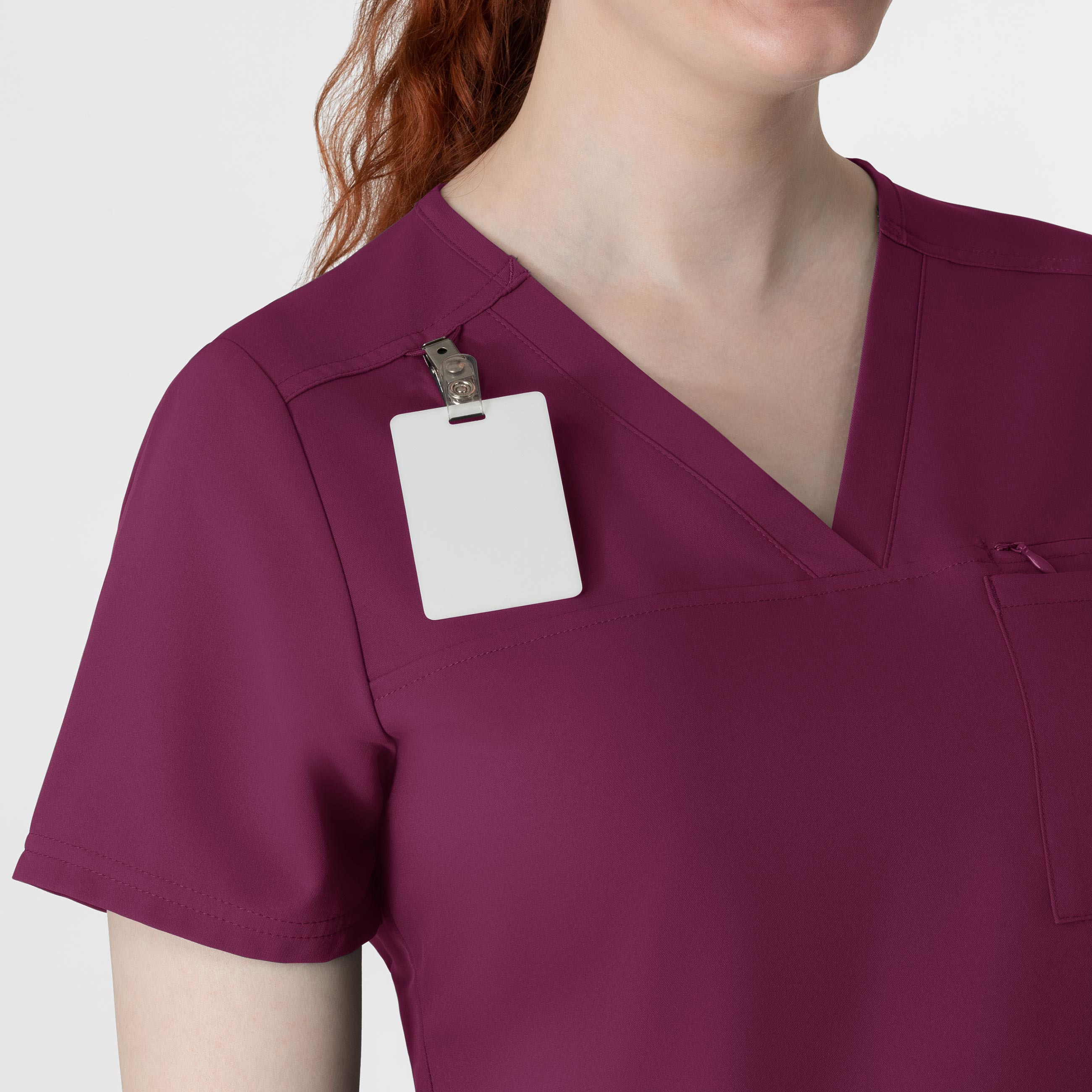 Thrive 6222 V-Neck Tuck-In Scrub Top Wine