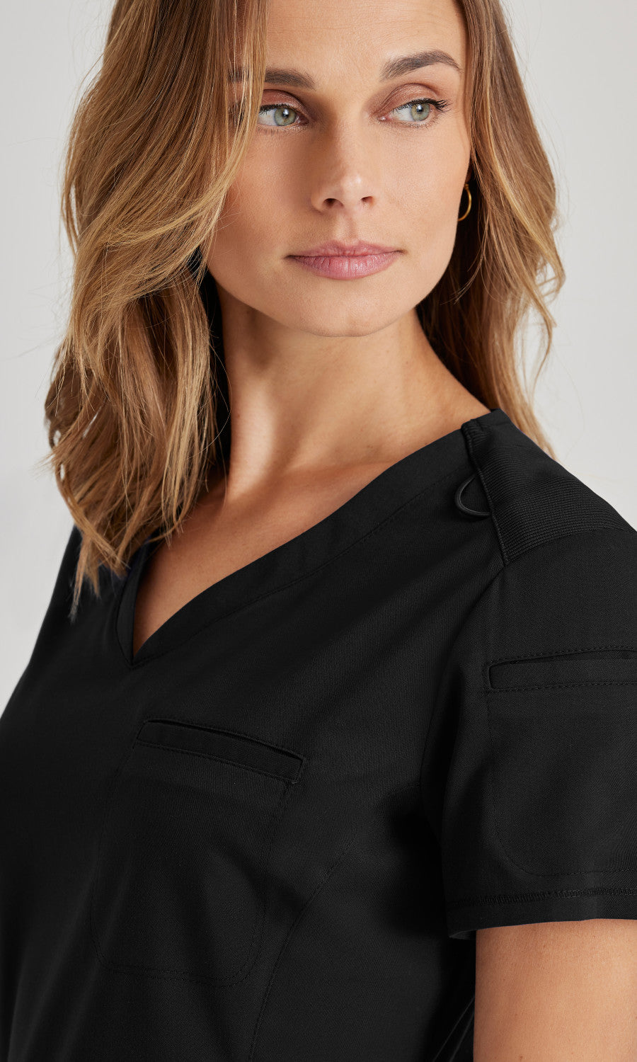 Grey's Anatomy Stretch GRST136 Capri Tuck-in Scrub Top Black