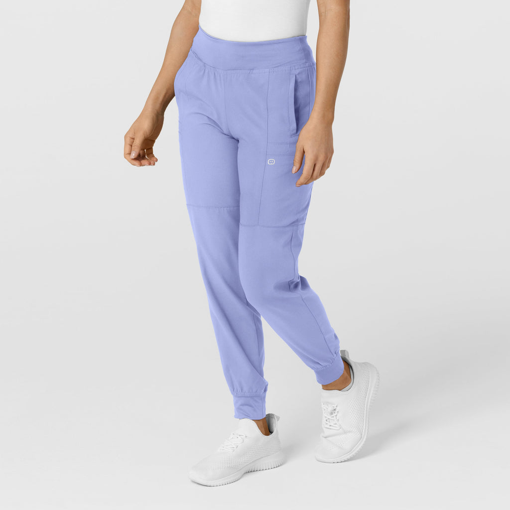W123 5555 Comfort Waist Cargo Jogger Scrub Pants Ceil Blue