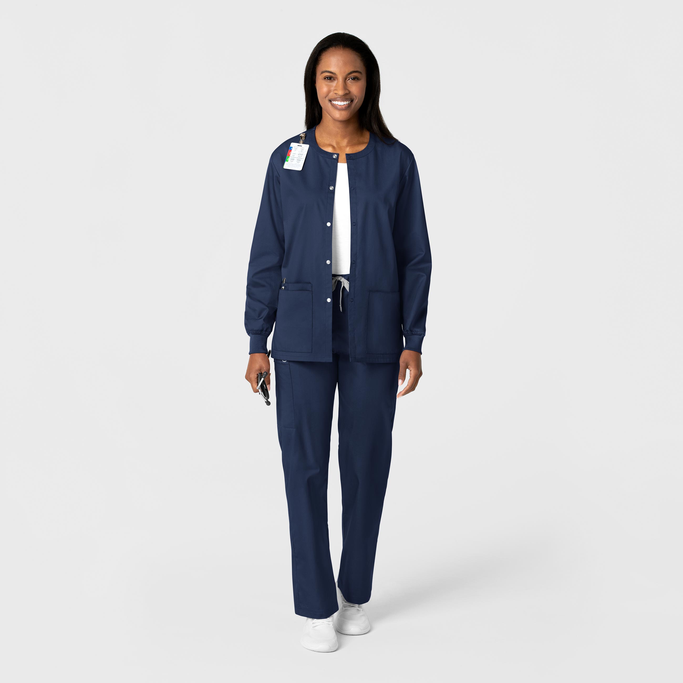 WonderWORK 800 Unisex Snap Front Jacket Navy
