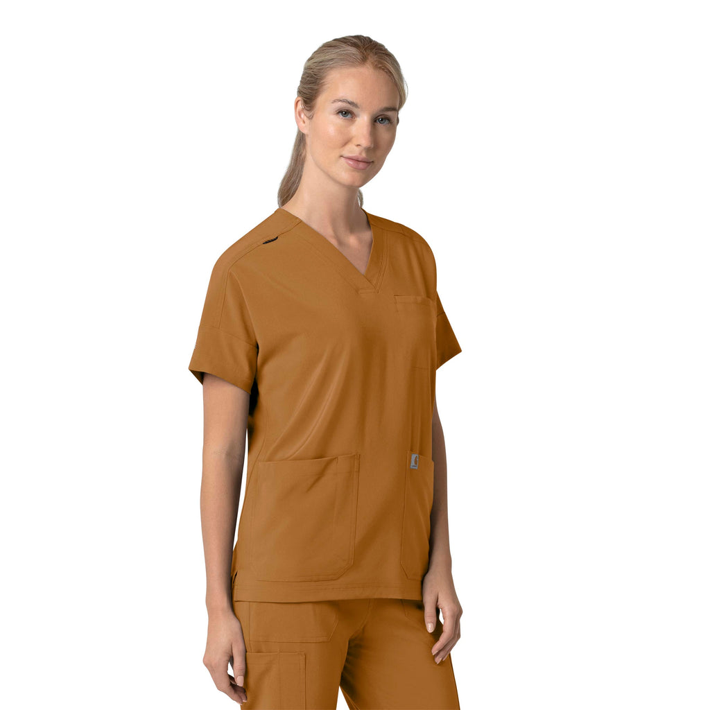 Force Cross-Flex C13110 Oversized V-Neck Scrub Top Fox Brown