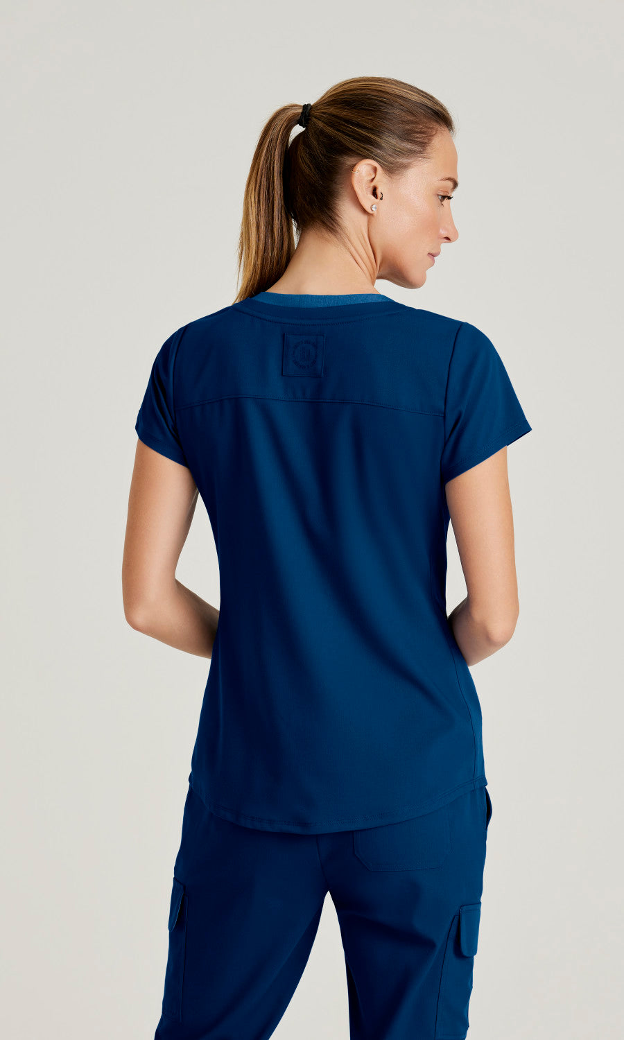 Grey's Anatomy Spandex Stretch GRST194 Meredith Scrub Top Indigo