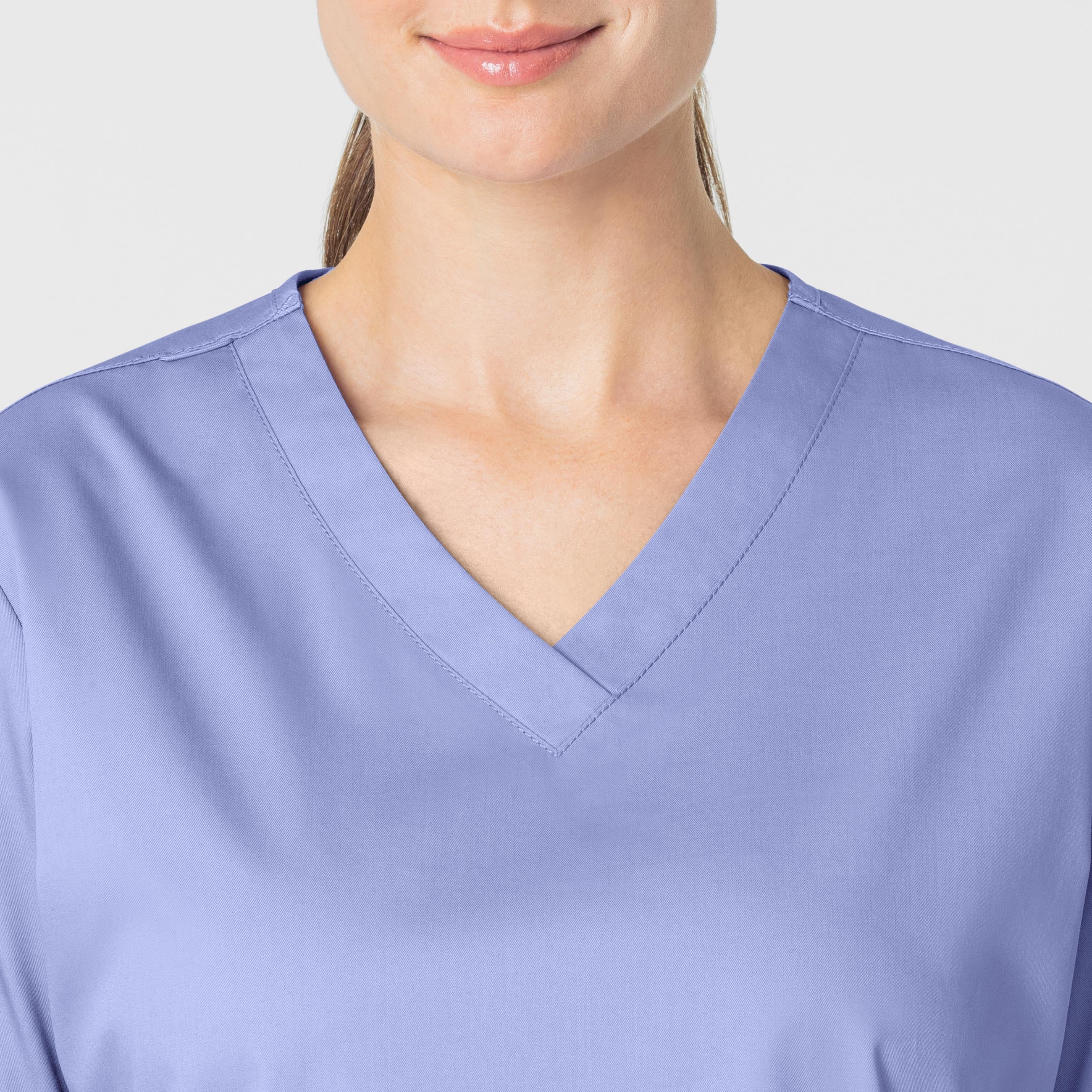 WonderWORK 101 V-Neck Scrub Top Ceil Blue