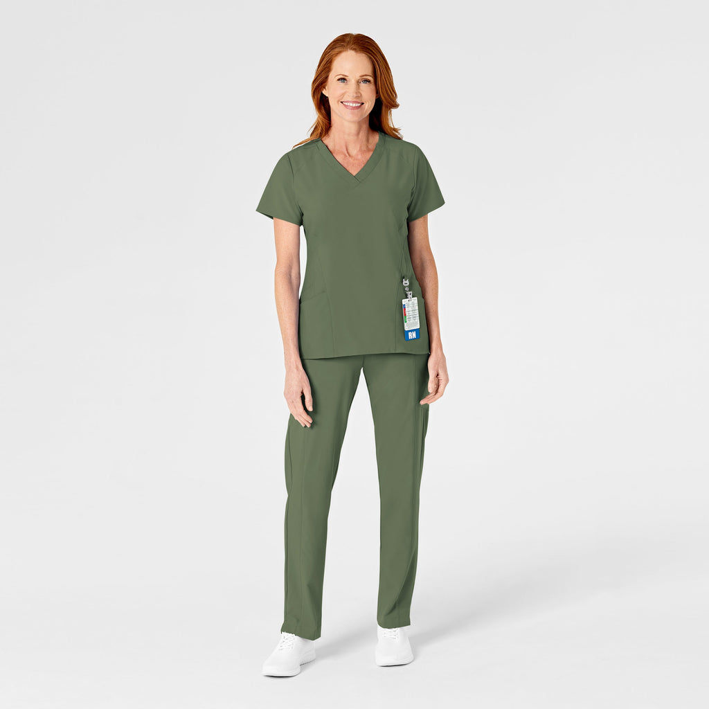 W123 5155 Flat Front Cargo Scrub Pants Olive