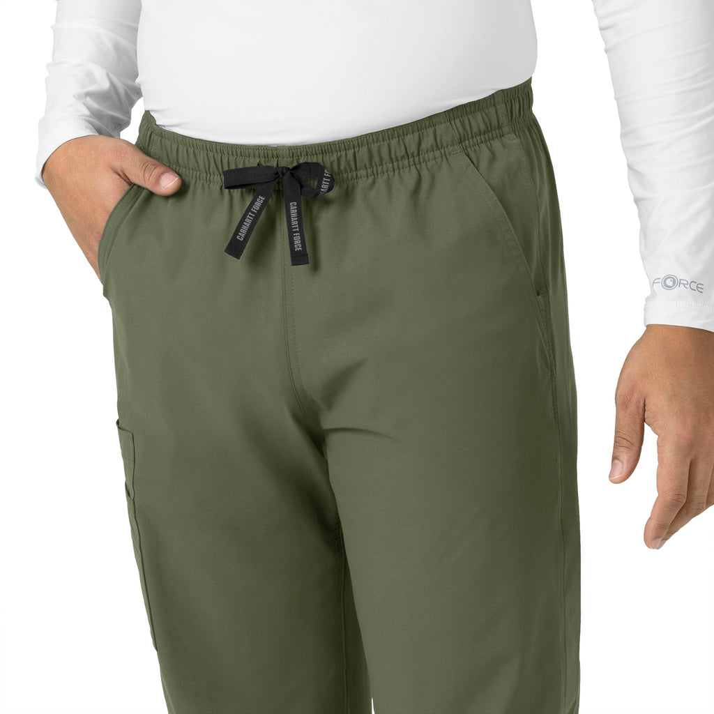 Force Essentials C55013 Unisex Elastic Waist Cargo Scrub Pants Olive