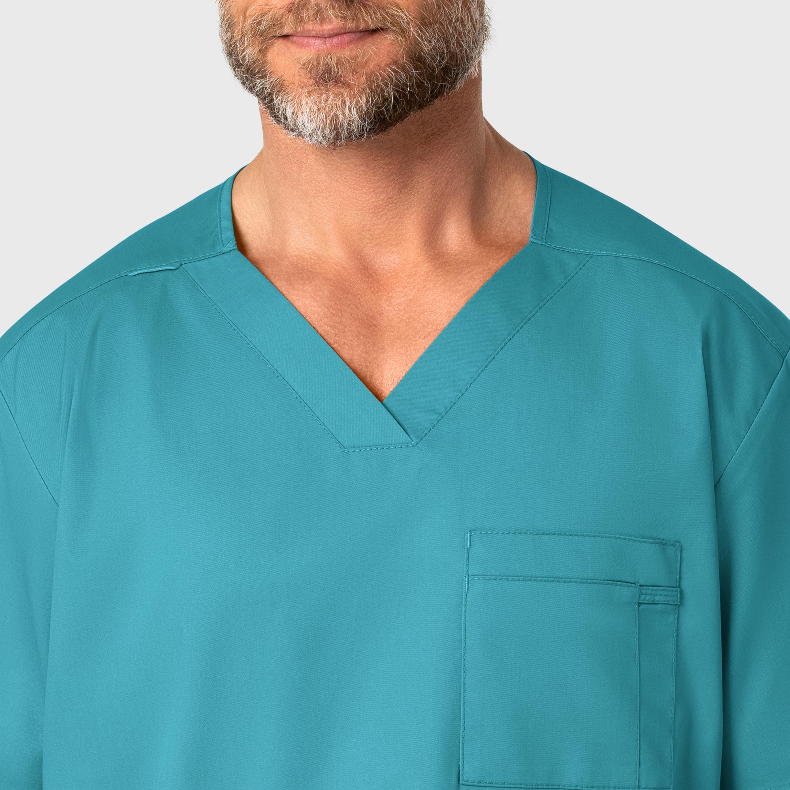 WonderWORK 103 Men's V-Neck Scrub Top Teal Blue
