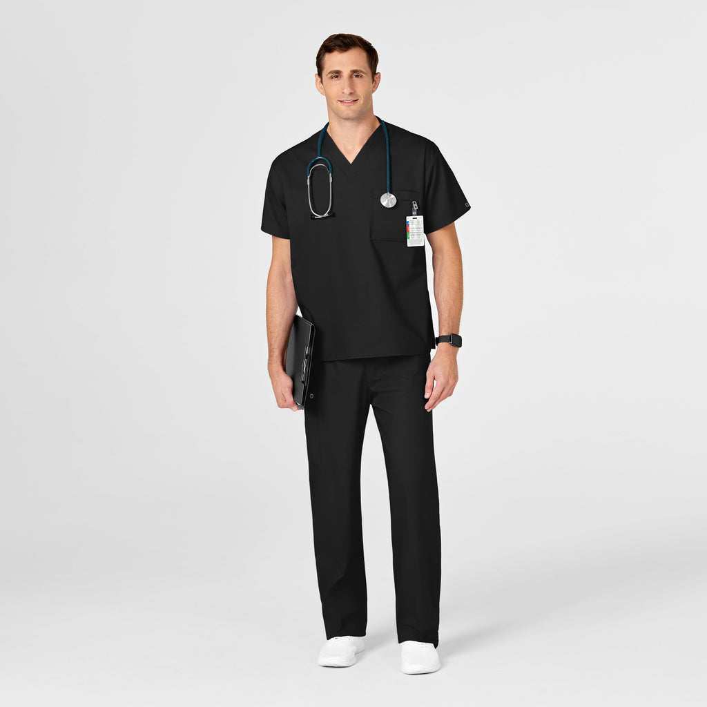 WonderWORK 100 Unisex V-Neck Scrub Top Black