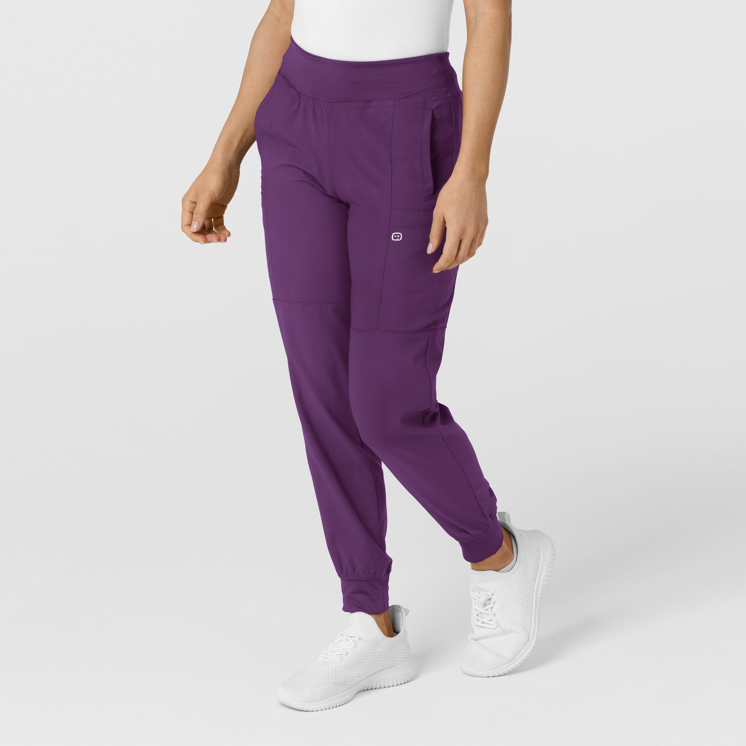W123 5555 Comfort Waist Cargo Jogger Scrub Pants Eggplant