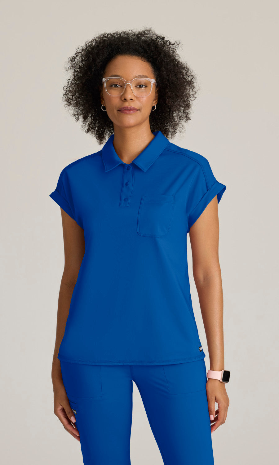 Grey's Anatomy Knits GRST254 Renew Knit Scrub Top New Royal