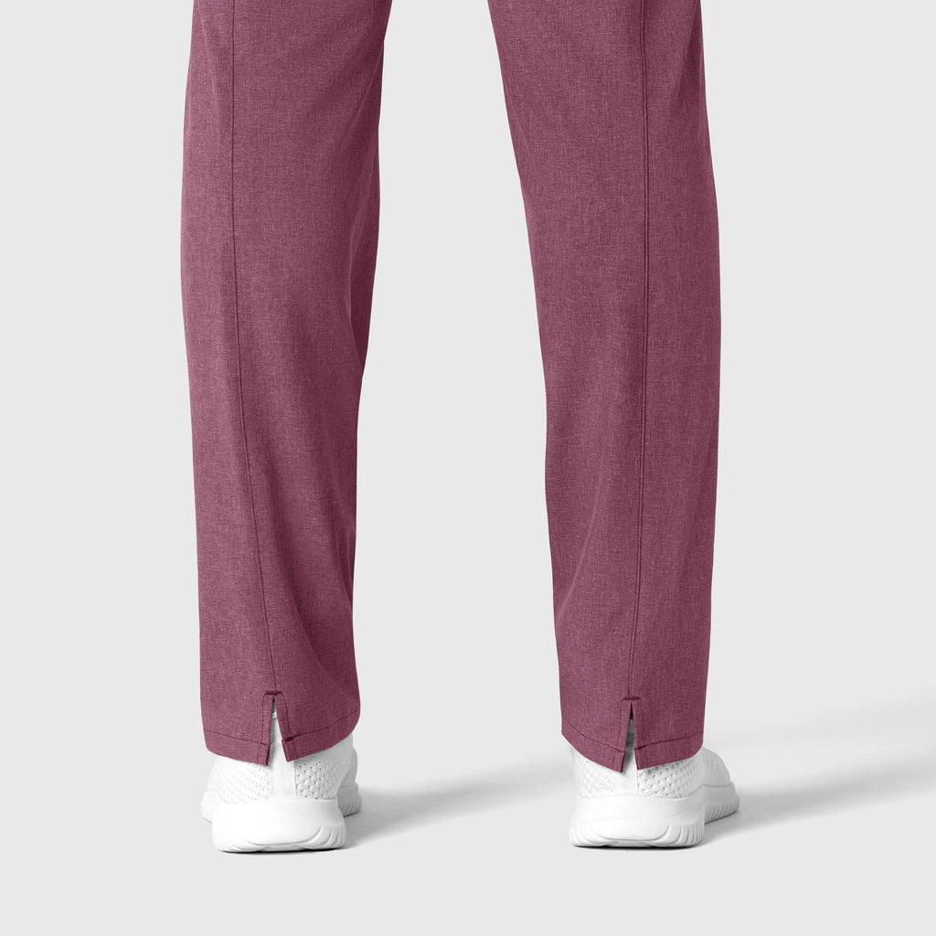 RENEW 5334 High Waist Slim Leg Scrub Pants Wine Heather
