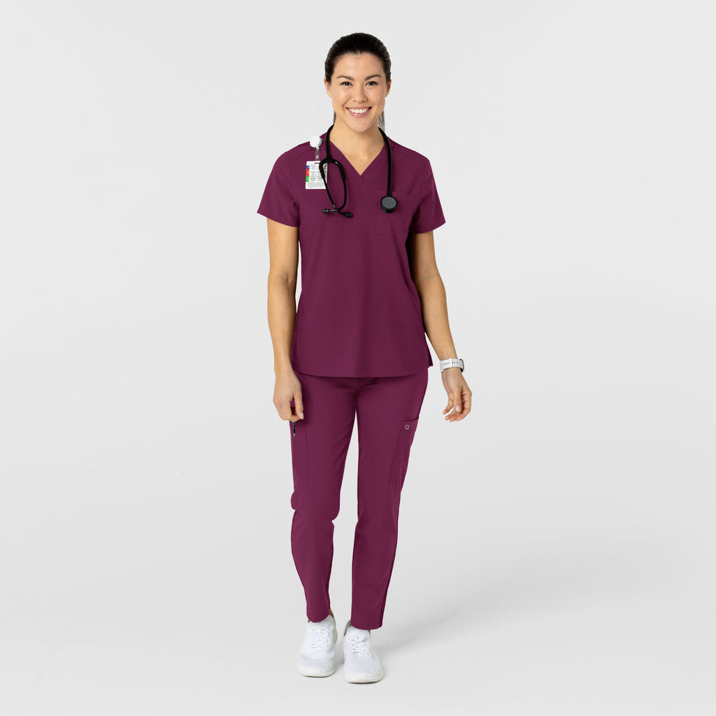 W123 5045 Flex-n-Reach Track Scrub Pants Wine