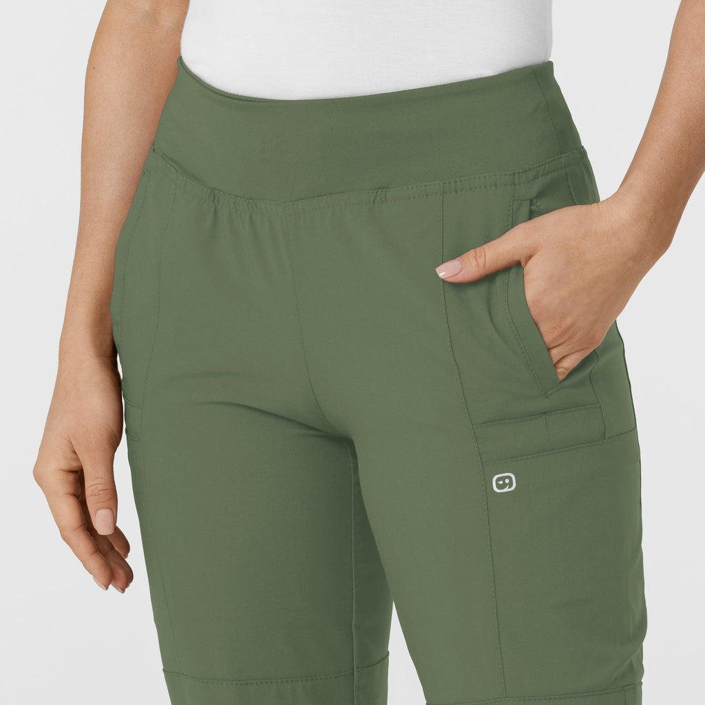W123 5555 Comfort Waist Cargo Jogger Scrub Pants Olive