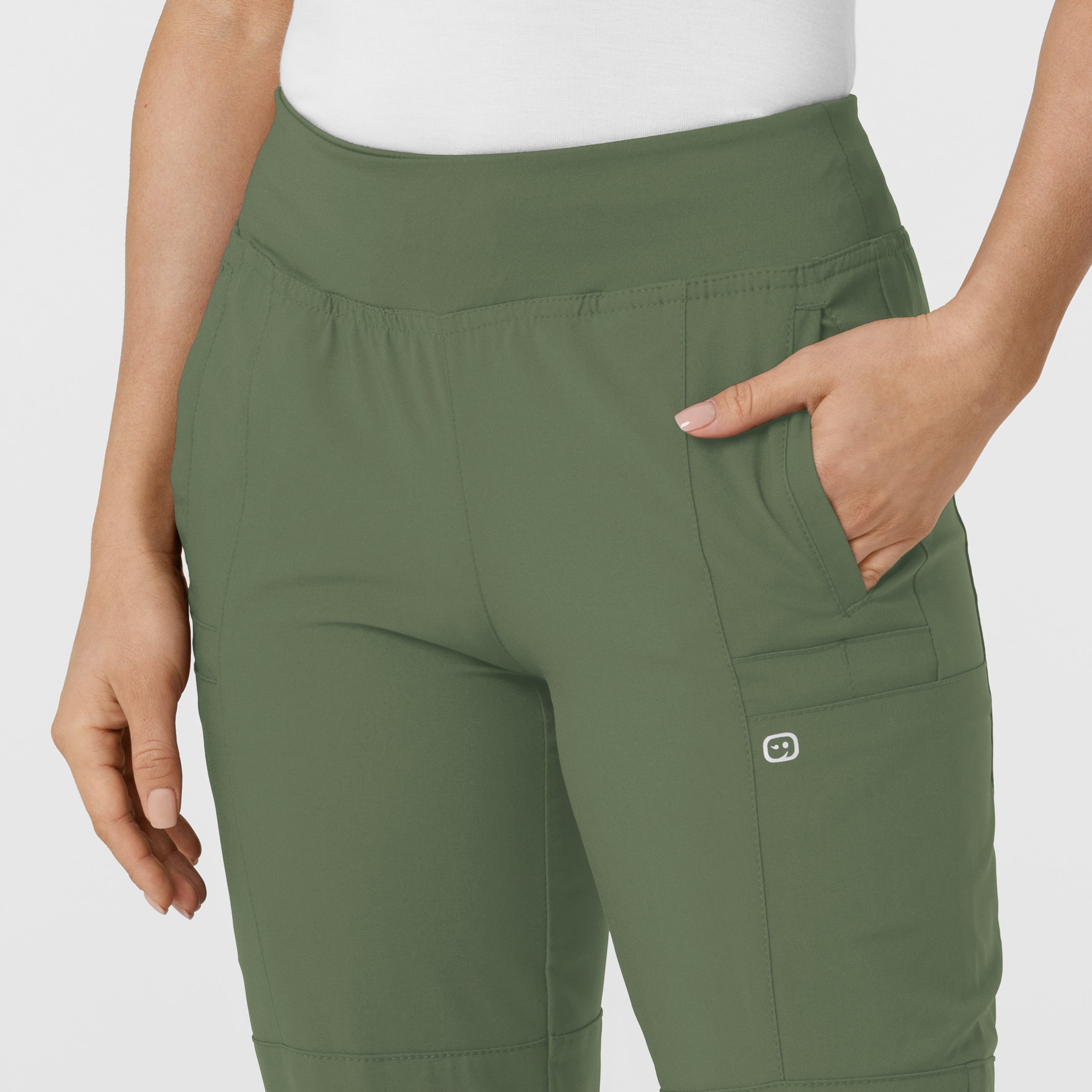 W123 5555 Comfort Waist Cargo Jogger Scrub Pants Olive