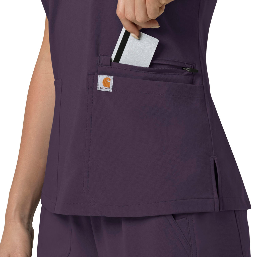 Force Cross-Flex C13210 Flex Panel V-Neck Scrub Top Black Plum