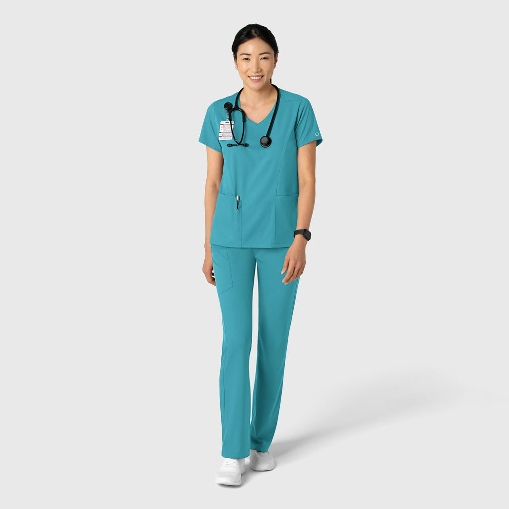 Boundless 6251 2-Pocket V-Neck Scrub Top Teal