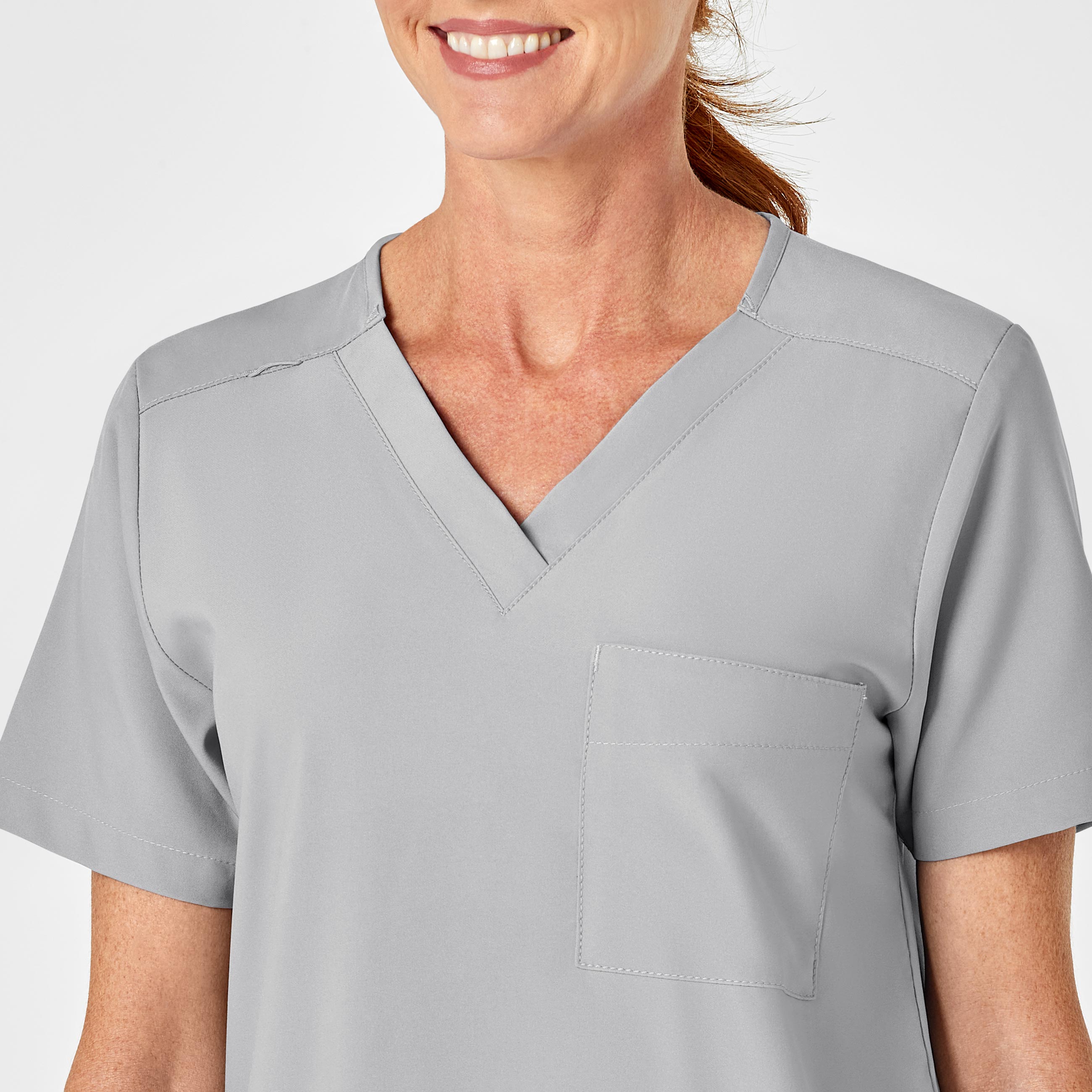 W123 6855 Unisex 4 Pocket Utility Scrub Top Grey