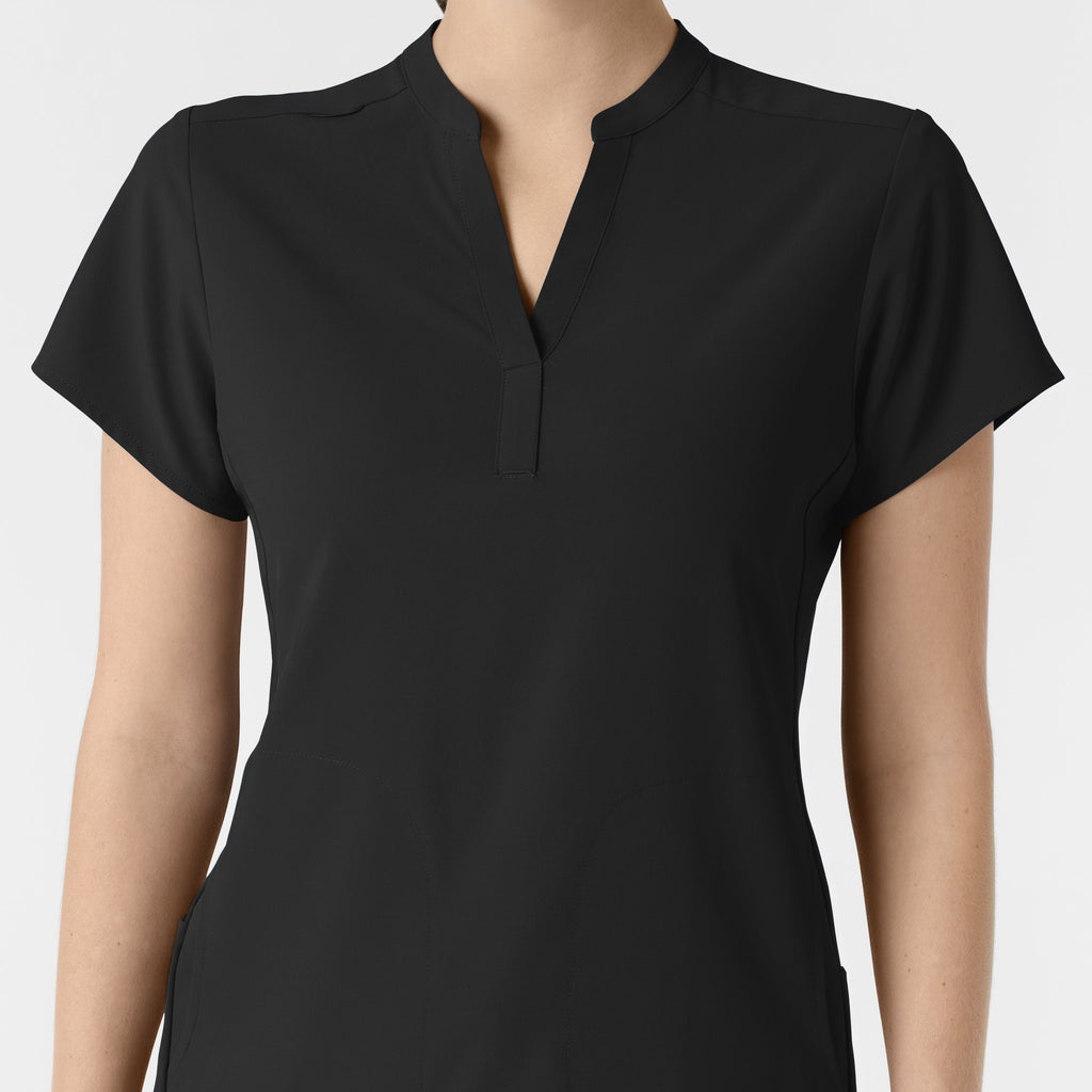 RENEW 6734 Mandarin Collar Scrub Top Black