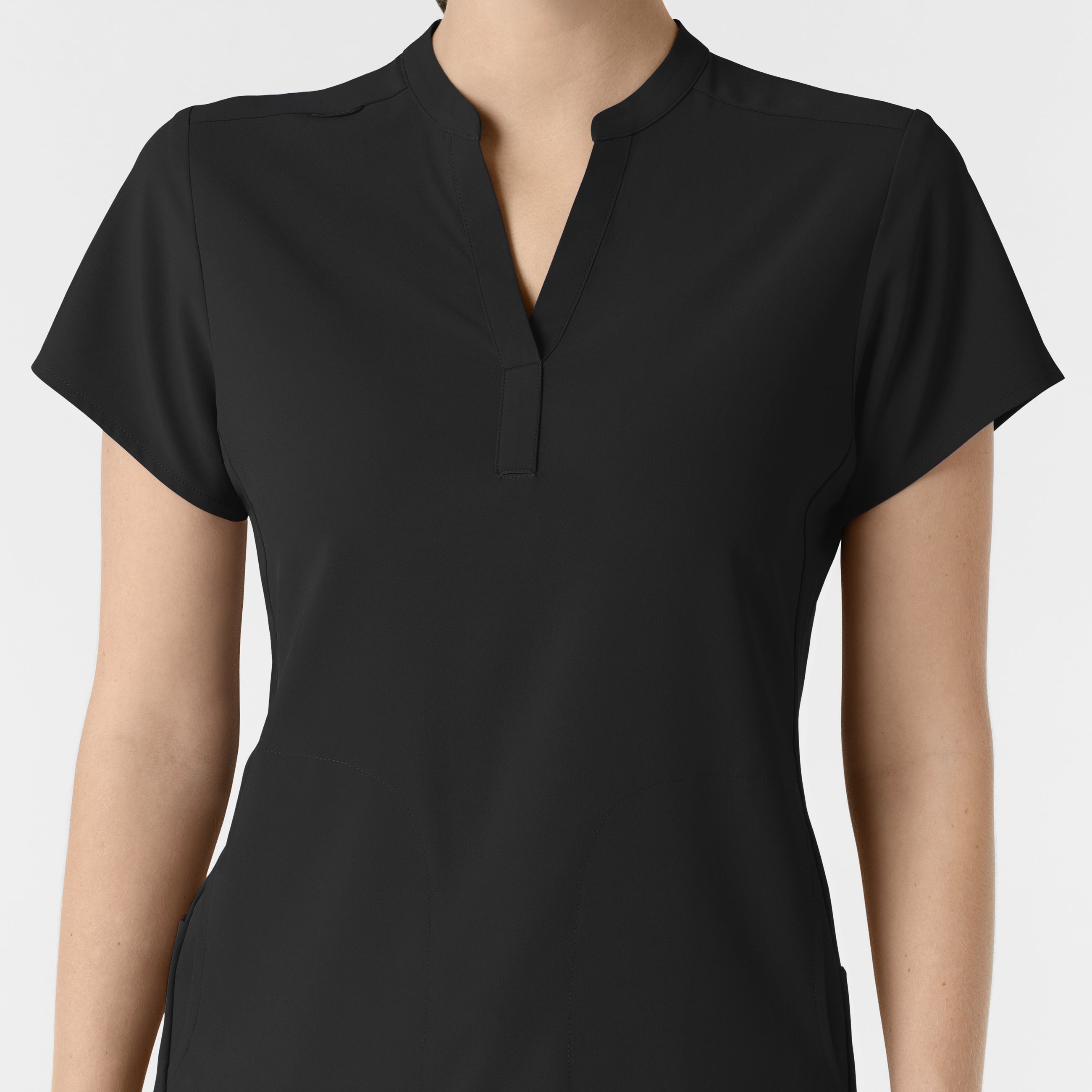 RENEW 6734 Mandarin Collar Scrub Top Black