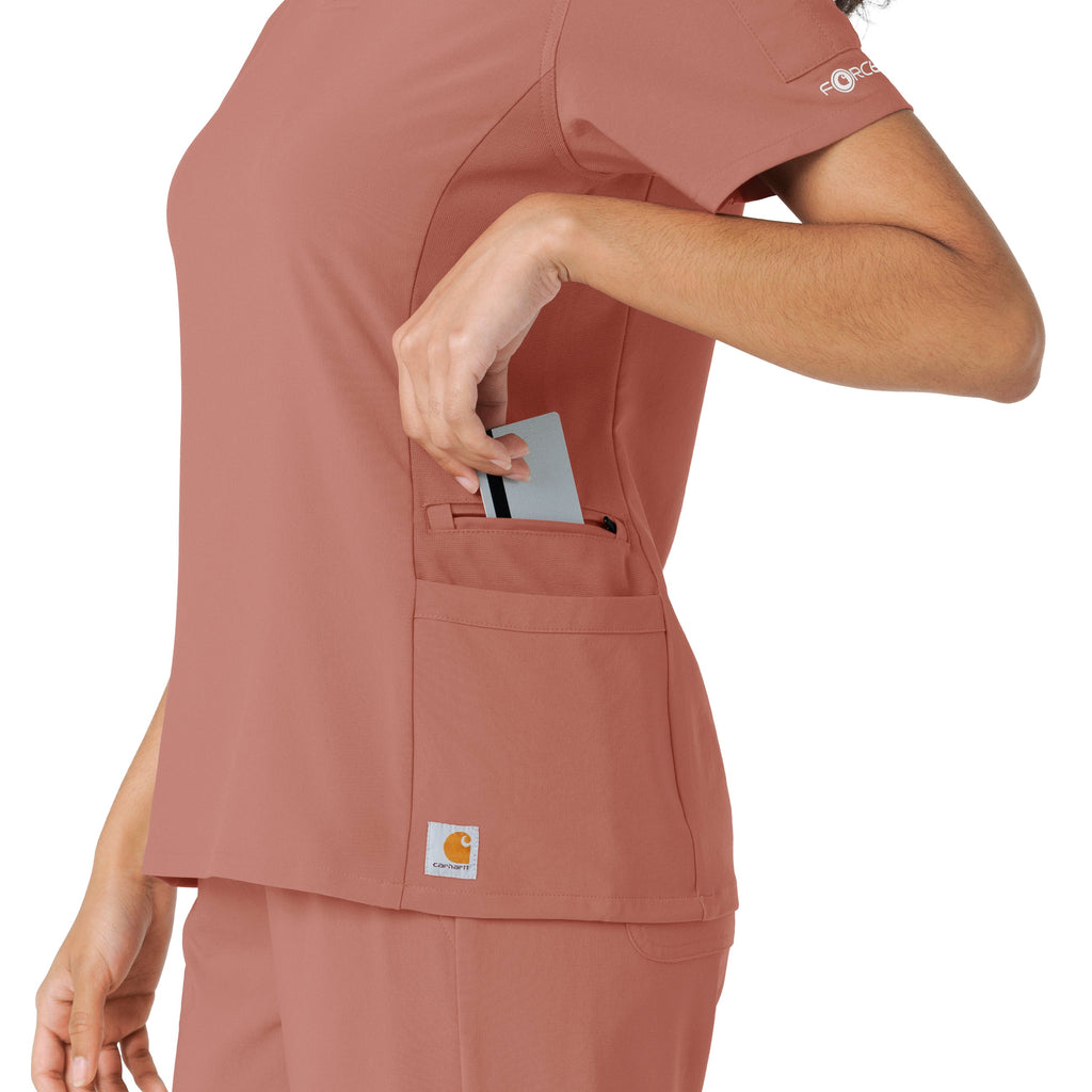 Force Cross-Flex C13310 Knit Panel Scrub Top Wildrose