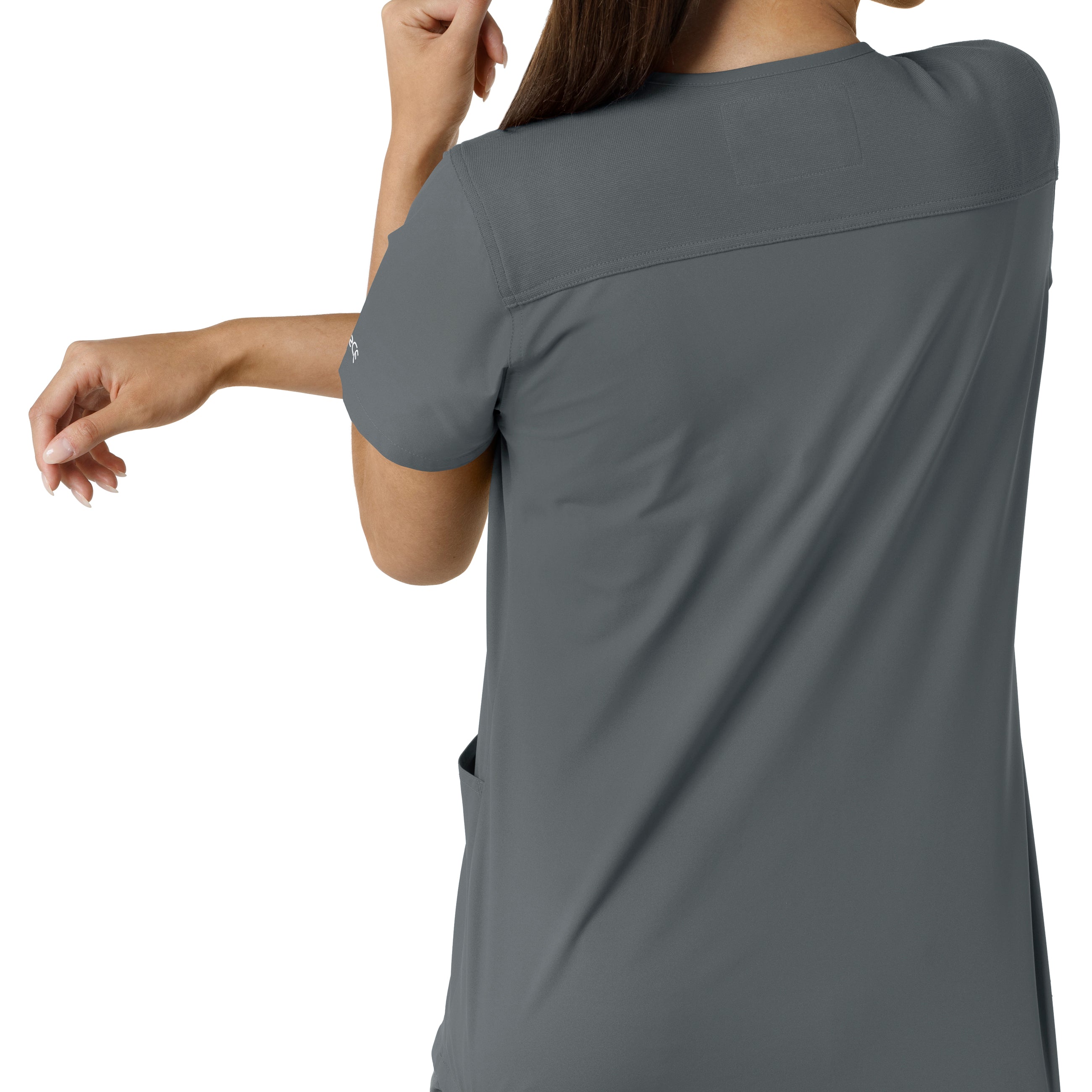 Force Essentials C12313 V-Neck Knit Panel Scrub Top Pewter