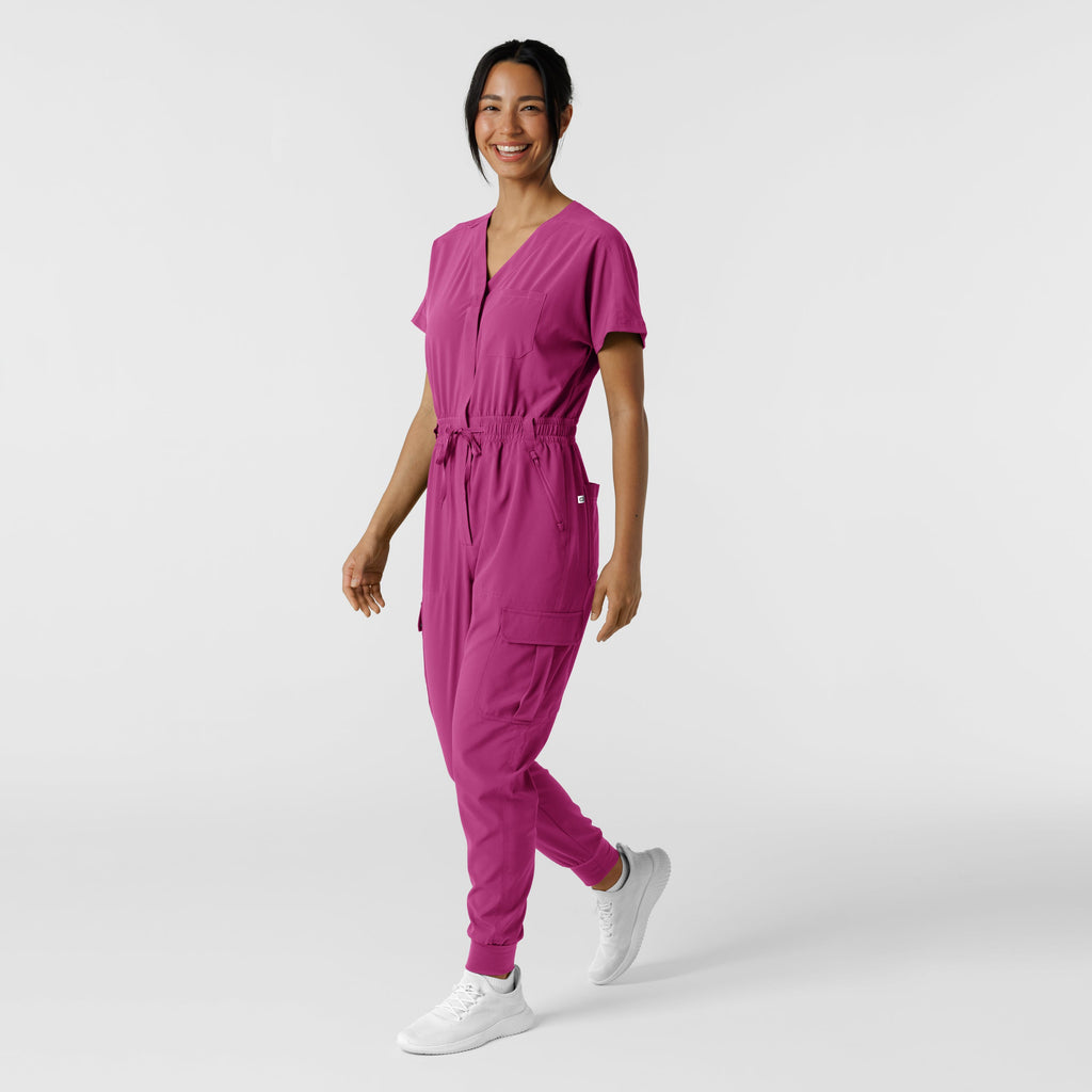 RENEW 3234 Cargo Jogger Scrub Jumpsuit Raspberry