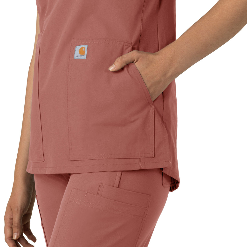 Force Essentials C12213 Notch Neck Tunic Scrub Top Wildrose