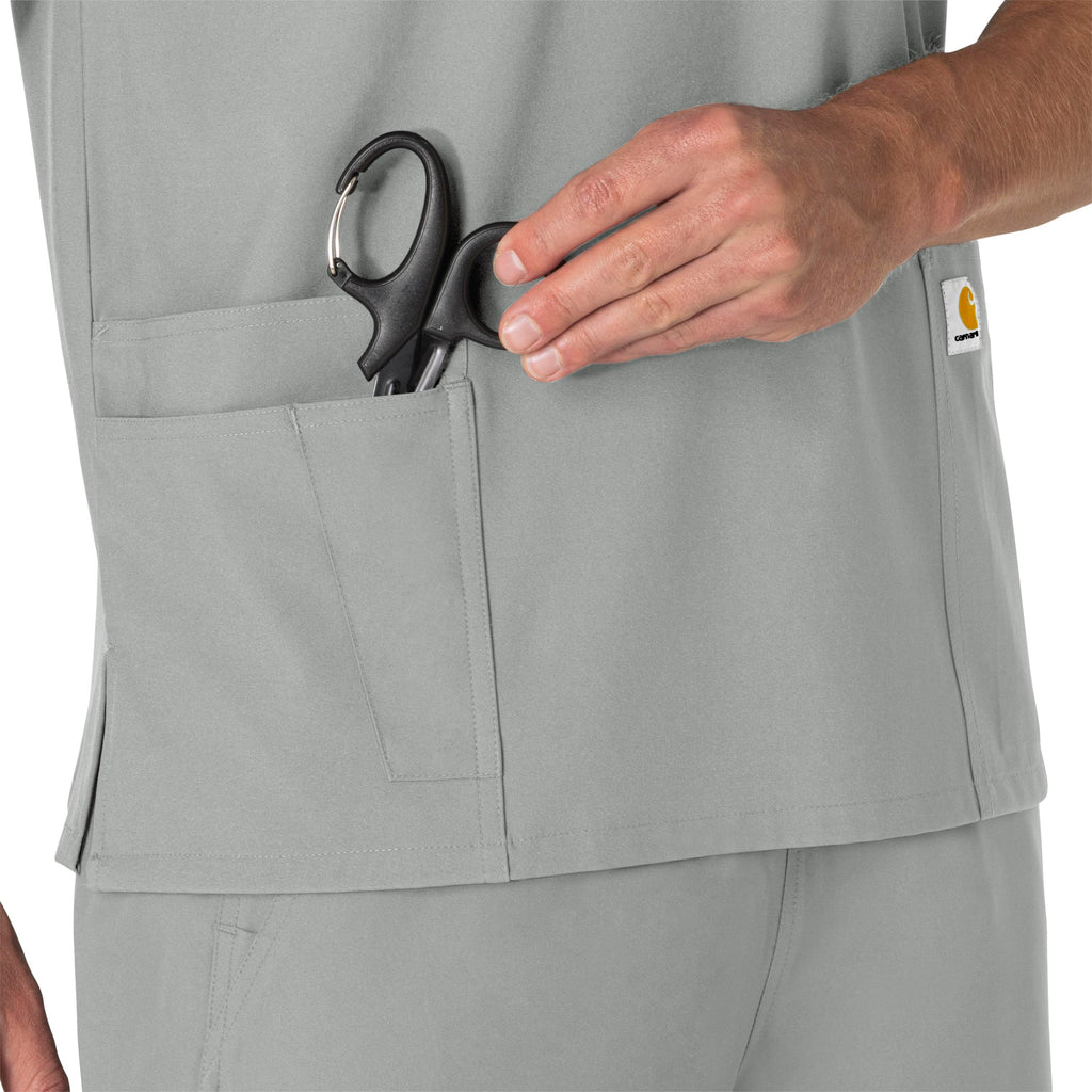 Force Essentials C15013 Unisex V-Neck 6-Pocket Scrub Top Grey
