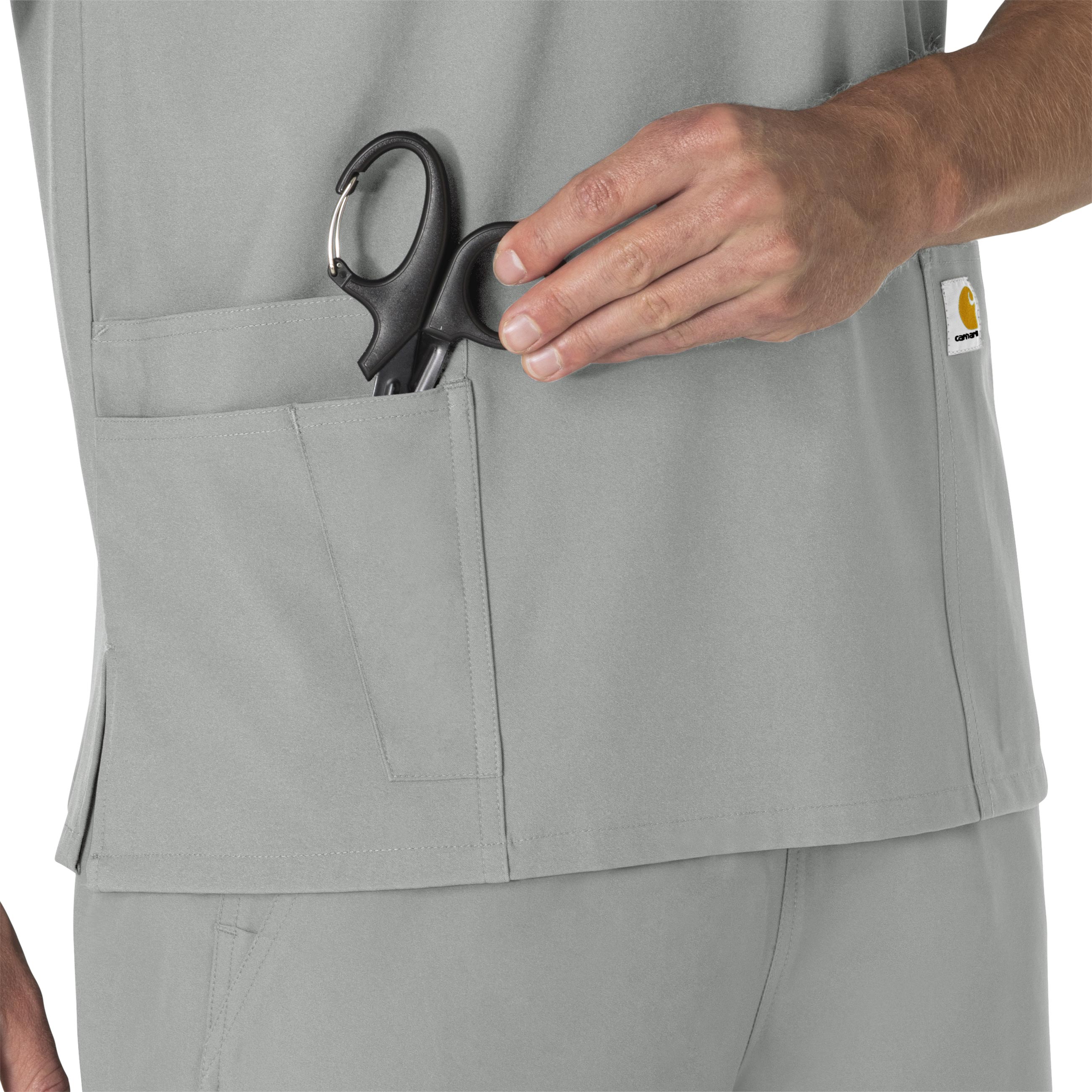 Force Essentials C15013 Unisex V-Neck 6-Pocket Scrub Top Grey