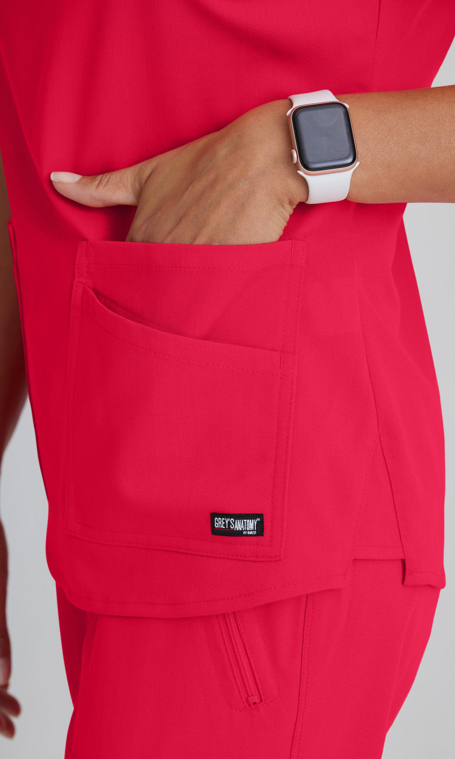 Grey's Anatomy Stretch GRST011 Emma Scrub Top Scarlet Red