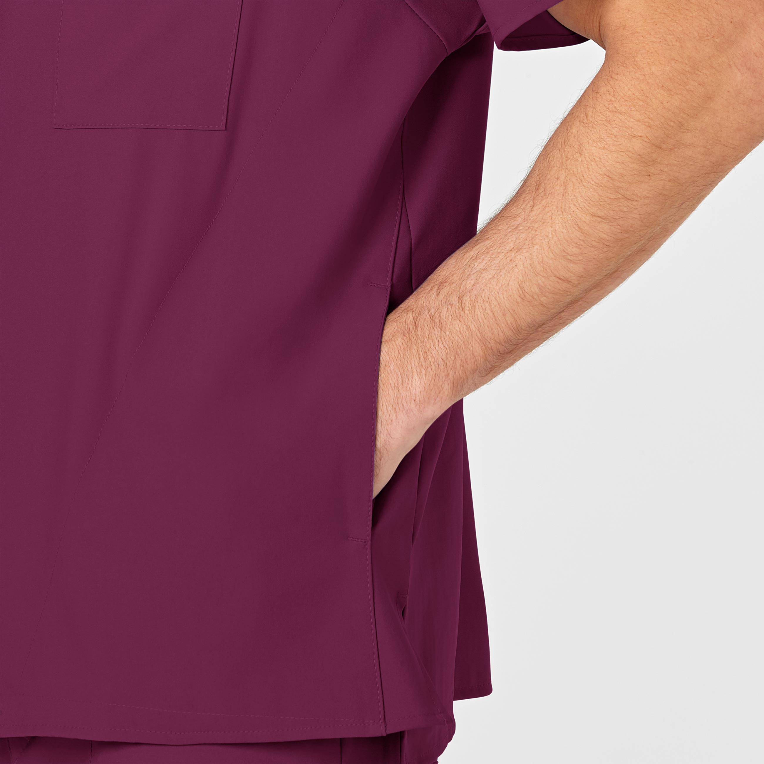 W123 6355 Men's V-Neck Scrub Top Wine