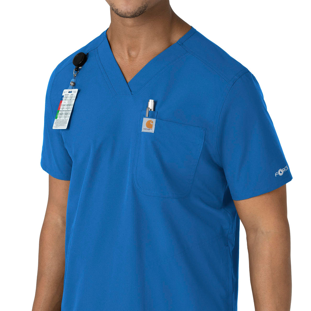 Force Essentials C16113 Men's V-Neck Shirttail Scrub Top Royal