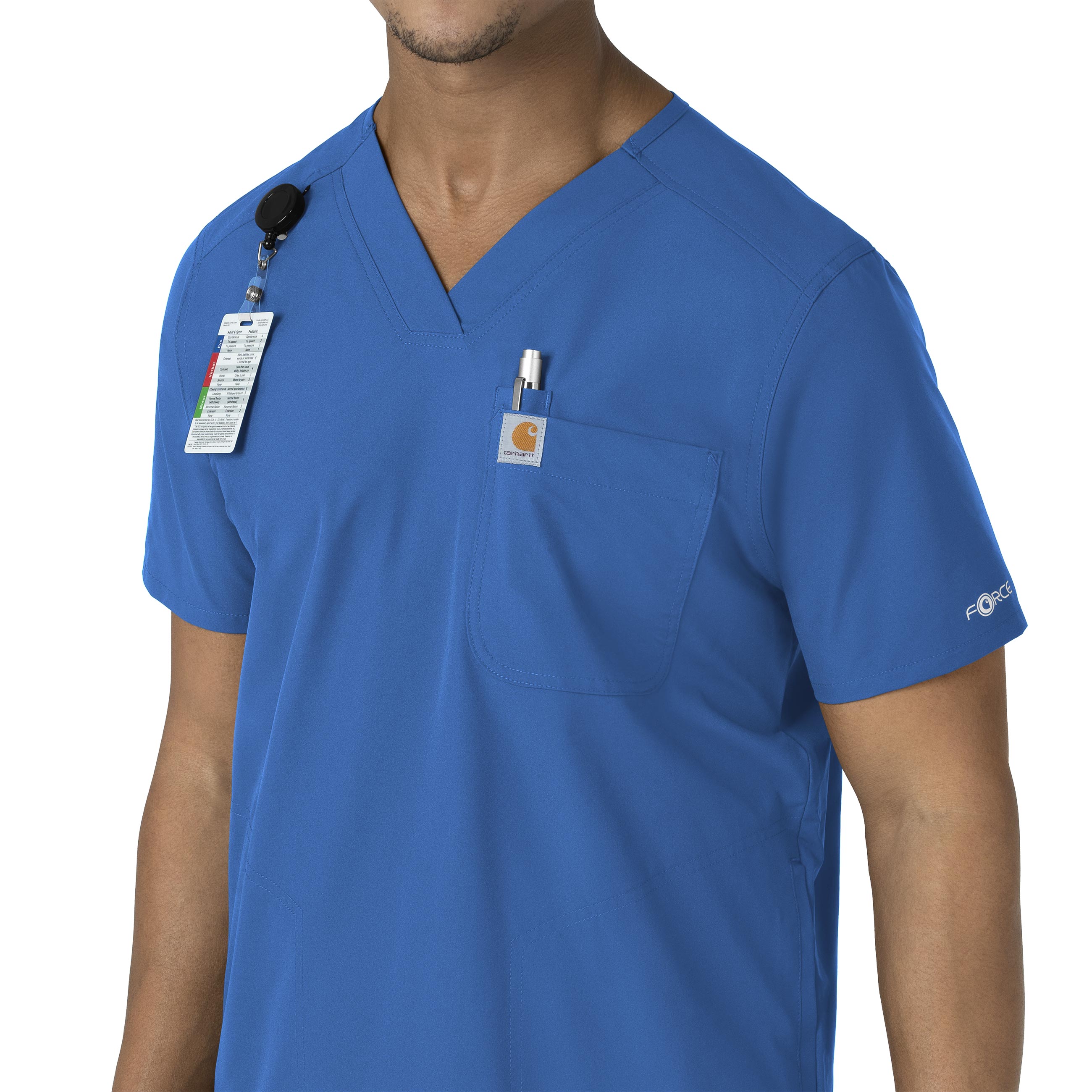 Force Essentials C16113 Men's V-Neck Shirttail Scrub Top Royal